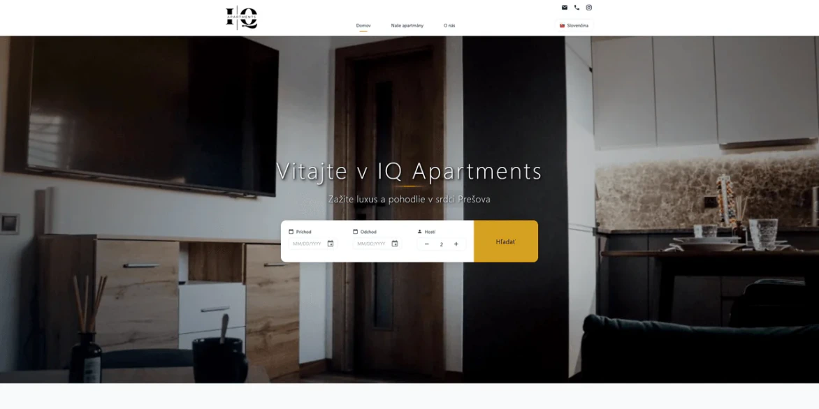 Rezervační systém IQ Apartments s online platbami a kalendářem dostupnosti apartmánů