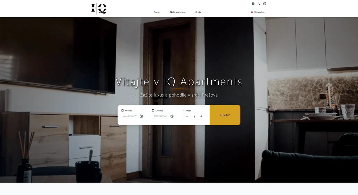 IQ Apartments booking system with online payments and an apartment availability calendar