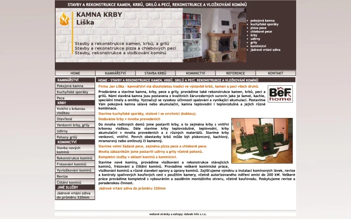Kamnářství Liška, starý web