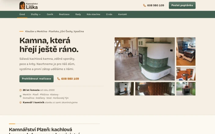 Kamnářství Liška, nový web