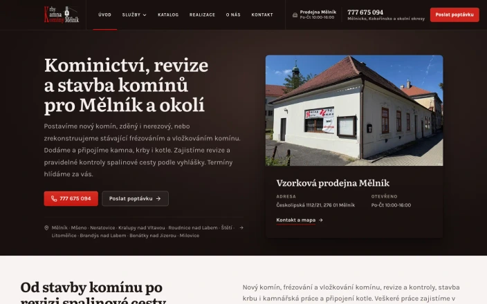 Komíny MK kominictví, nový web