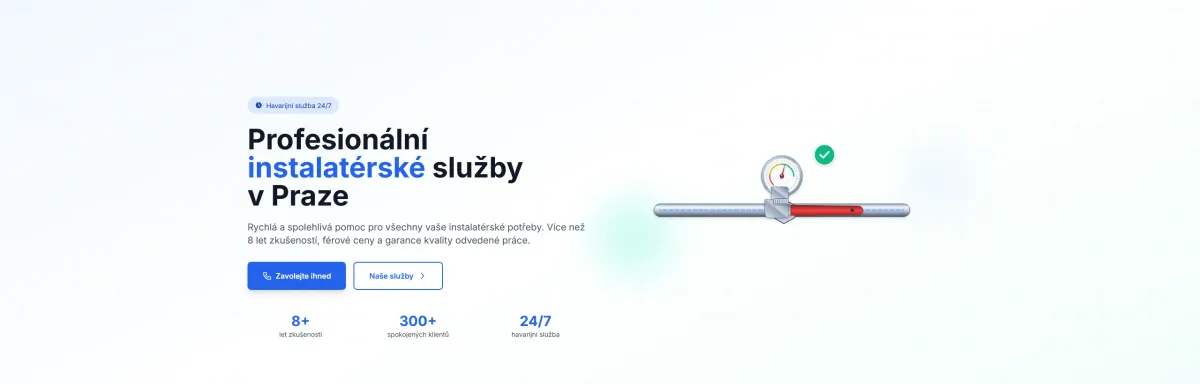 Vícestránkový web pro instalatéra Marka Svobodu s podstránkami služeb, ceníkem, referencemi a kontaktním formulářem