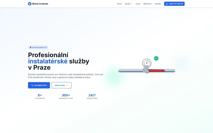Web pro instalatéra Svobodu s přehledem služeb a kontaktním formulářem