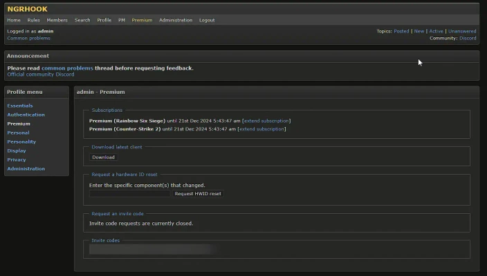 NGRHook, starý web