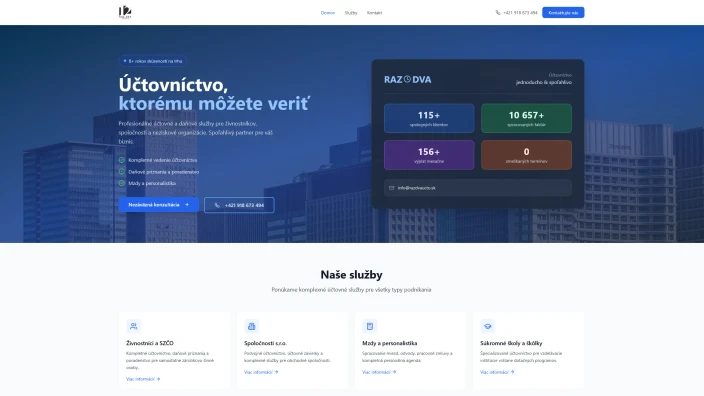 RazDva Účtovnictvo - Client Portal built by PIXLO STUDIO