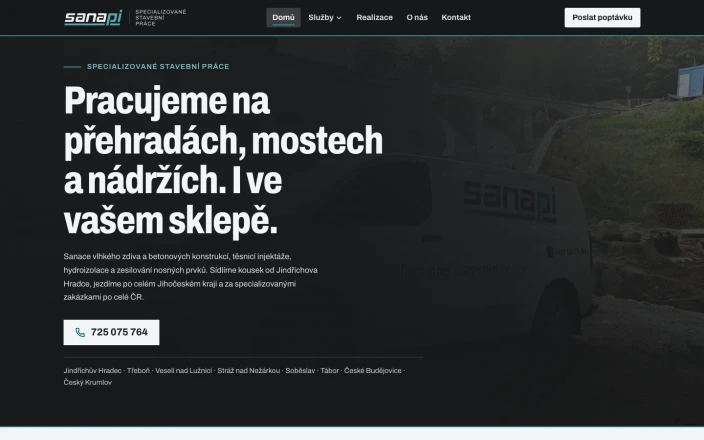 SANAPI sanace zdiva a betonu, nový web