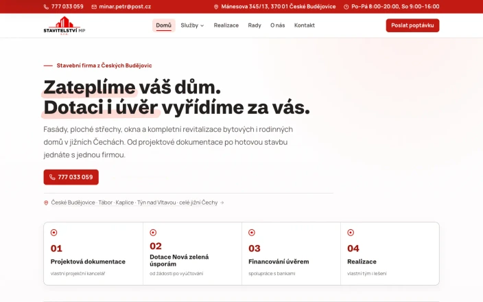 Stavitelství MP, nový web