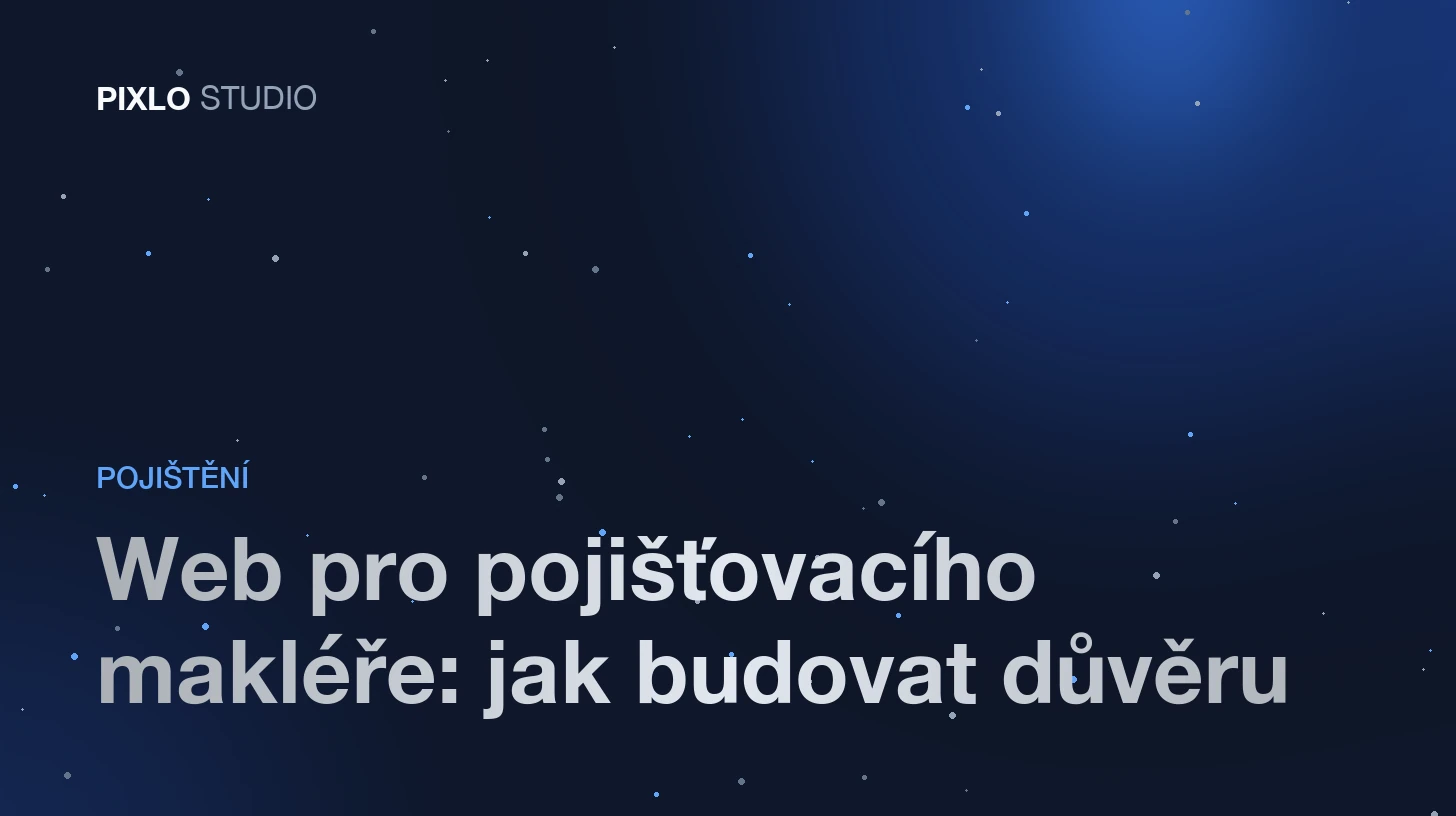 Web pojišťovacího makléře na mobilu i desktopu s přehledem služeb pro občany i firmy, referencemi a poptávkovým formulářem